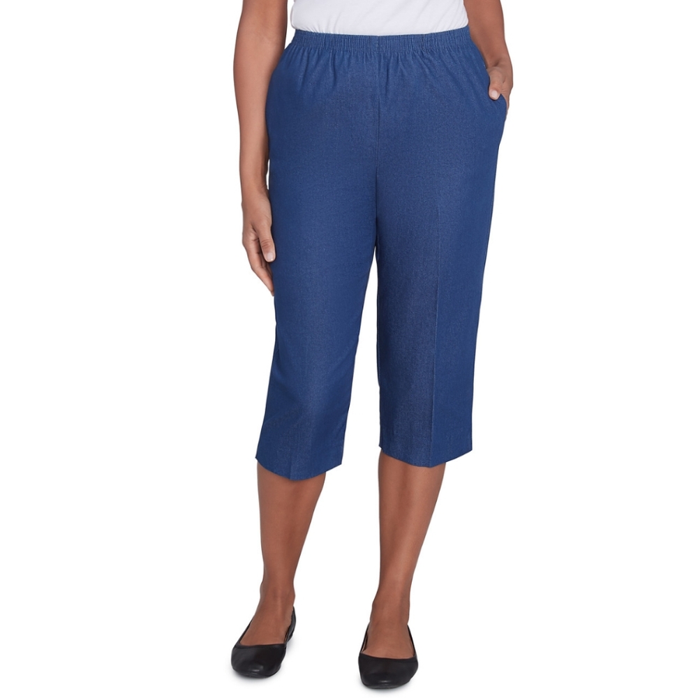 Alfred Dunner Womens Pull On Crop Capri Pants High Rise Elastic Waist 8P